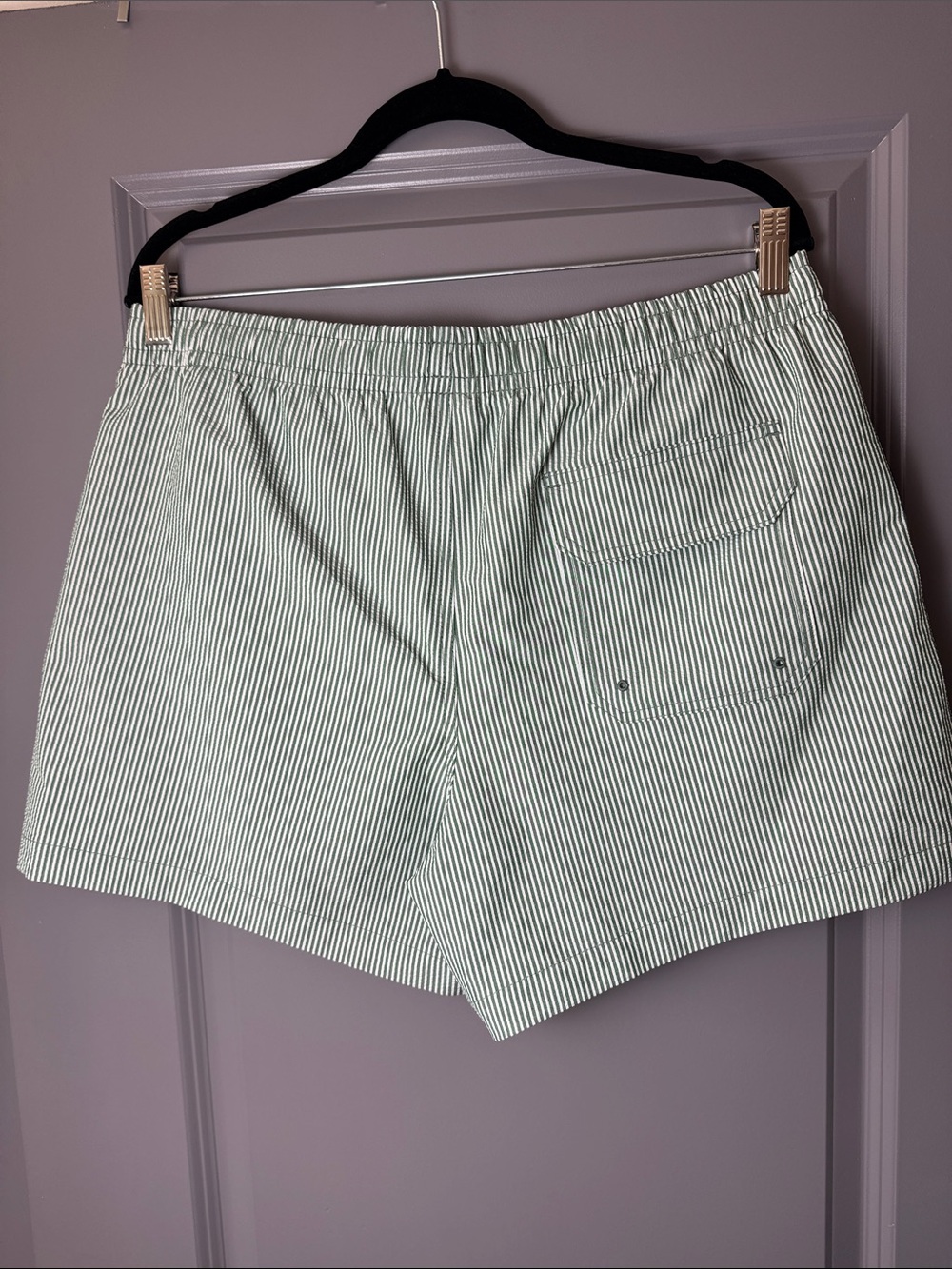 Abercrombie & Fitch Seersucker Swim Trunks Green Stripe Size Large - Picture 10 of 11